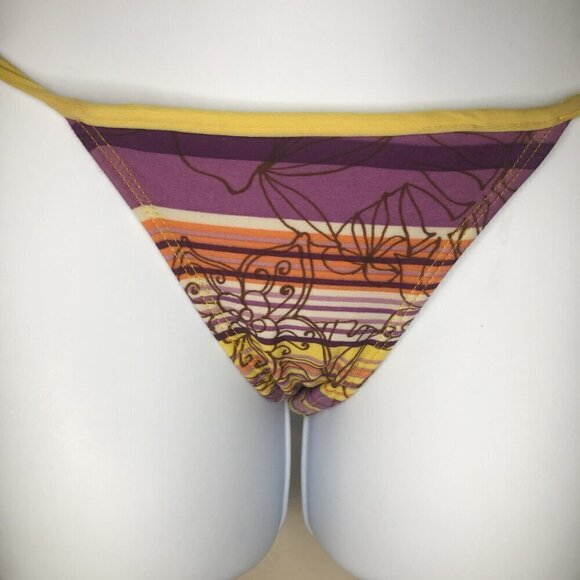 Rio de Sol Purple & Gold Floral Brazilian Bikini XS - Picture 4 of 11